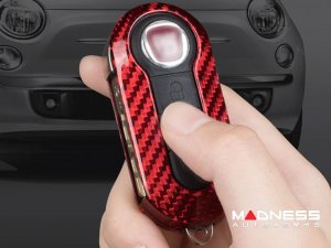 FIAT 500 Key Fob Cover - Carbon Fiber - T-Carbon - Ruby Red